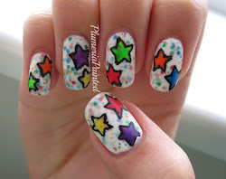 nail rainbow stars plumeriapainted nails matt base