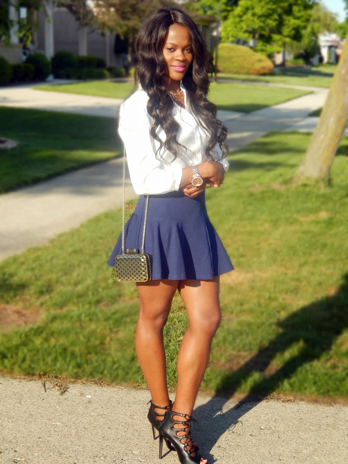 Date night: White Blouse and Skater Skirt - Cranberry Tantrums