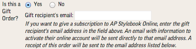 Associated Press online order form - the part for gift orders
