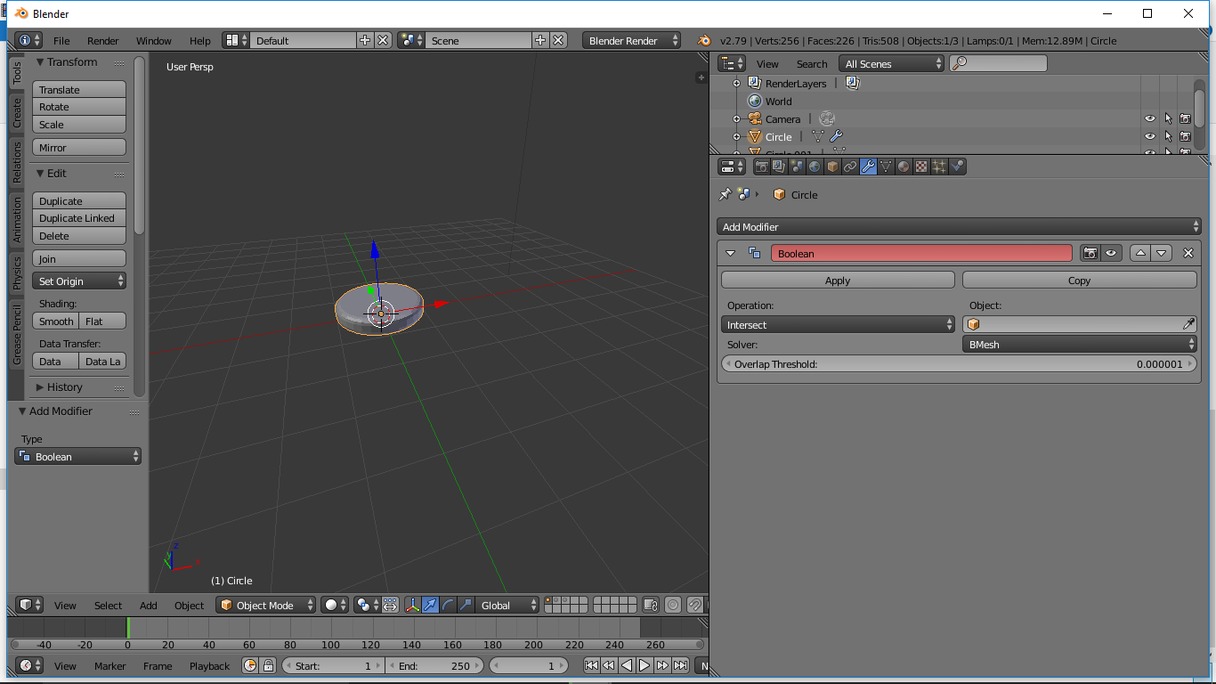 Boolean Modifier in Blender
