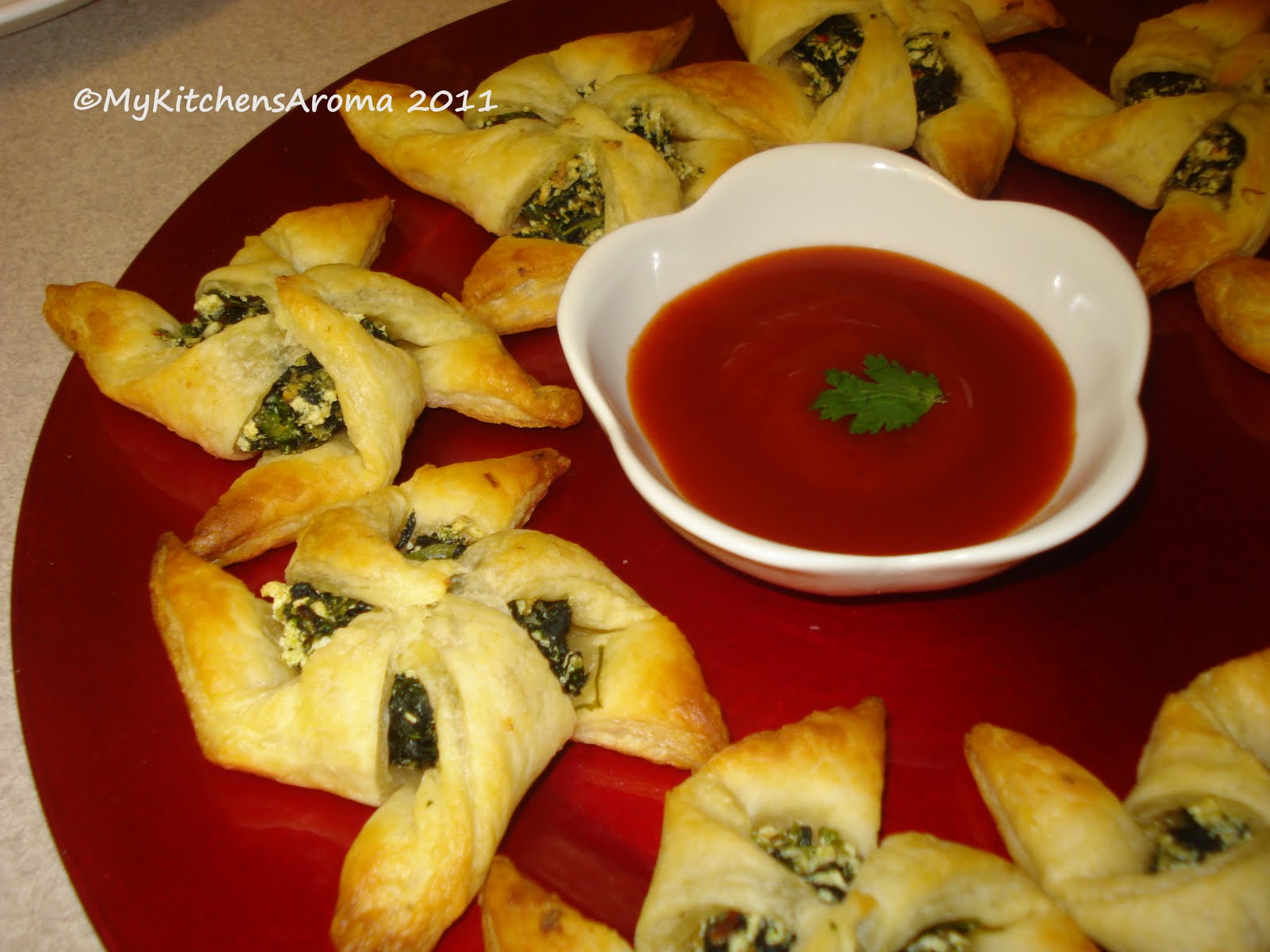 The Sizzling Pan "Appetizers" PaneerSpinach Puffpastry Pinwheels