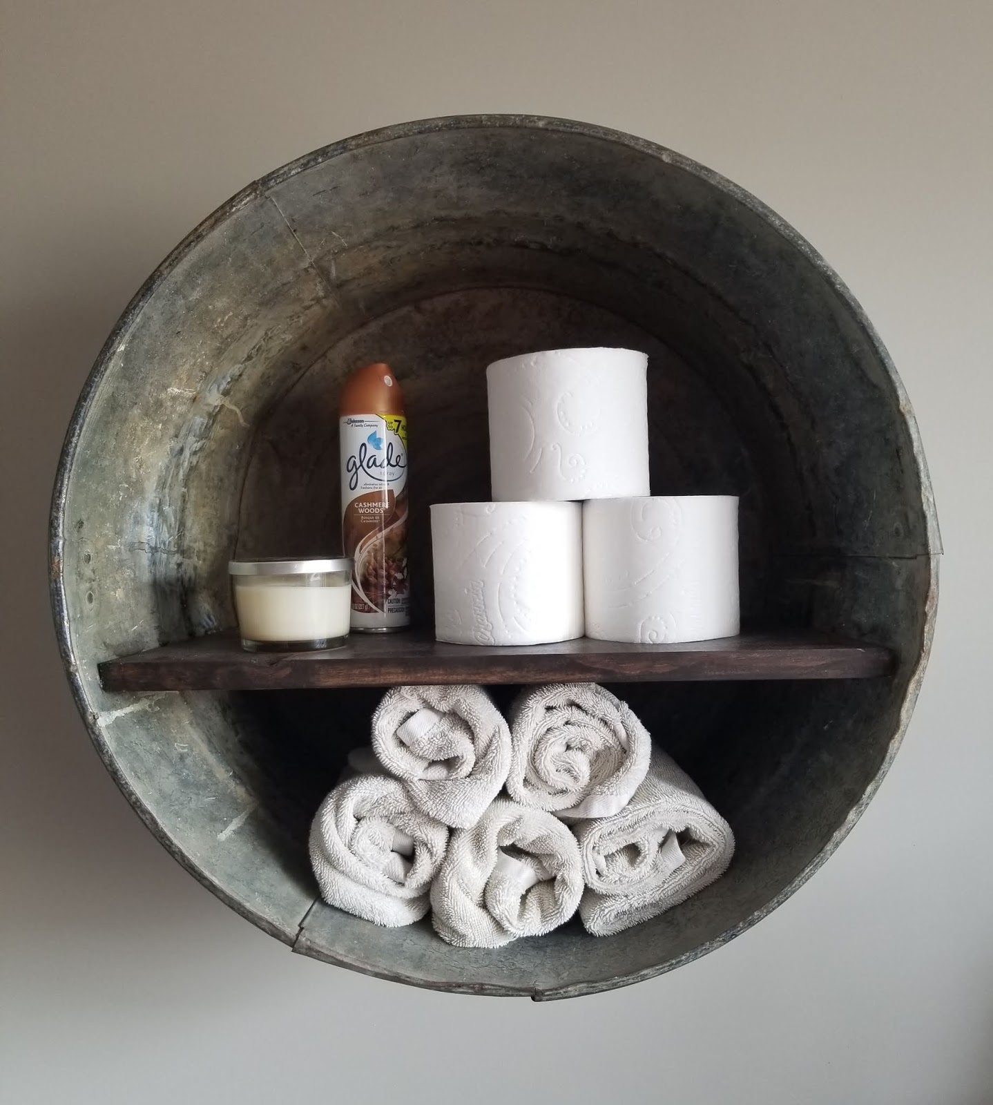 Once Daily DIY DIY Rustic Wash Tub Shelf