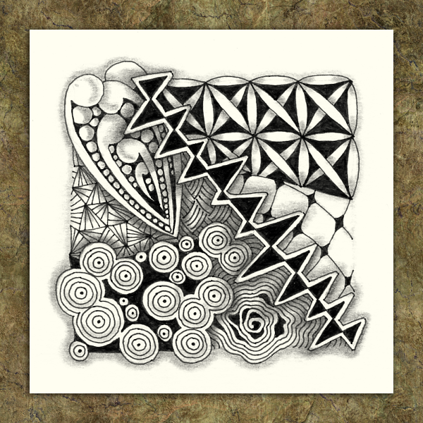 Easy Classic Zentangle Tile with Flux, Mooka, and Florz 