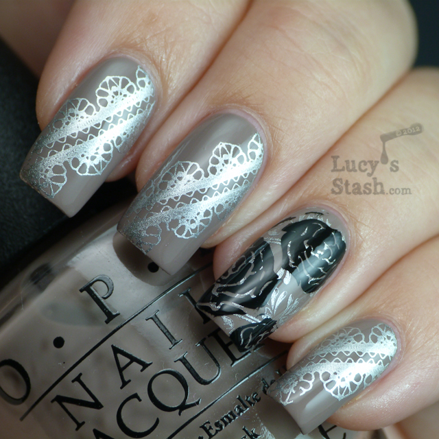 Lucy's Stash - Lace & Roses stamping nail art