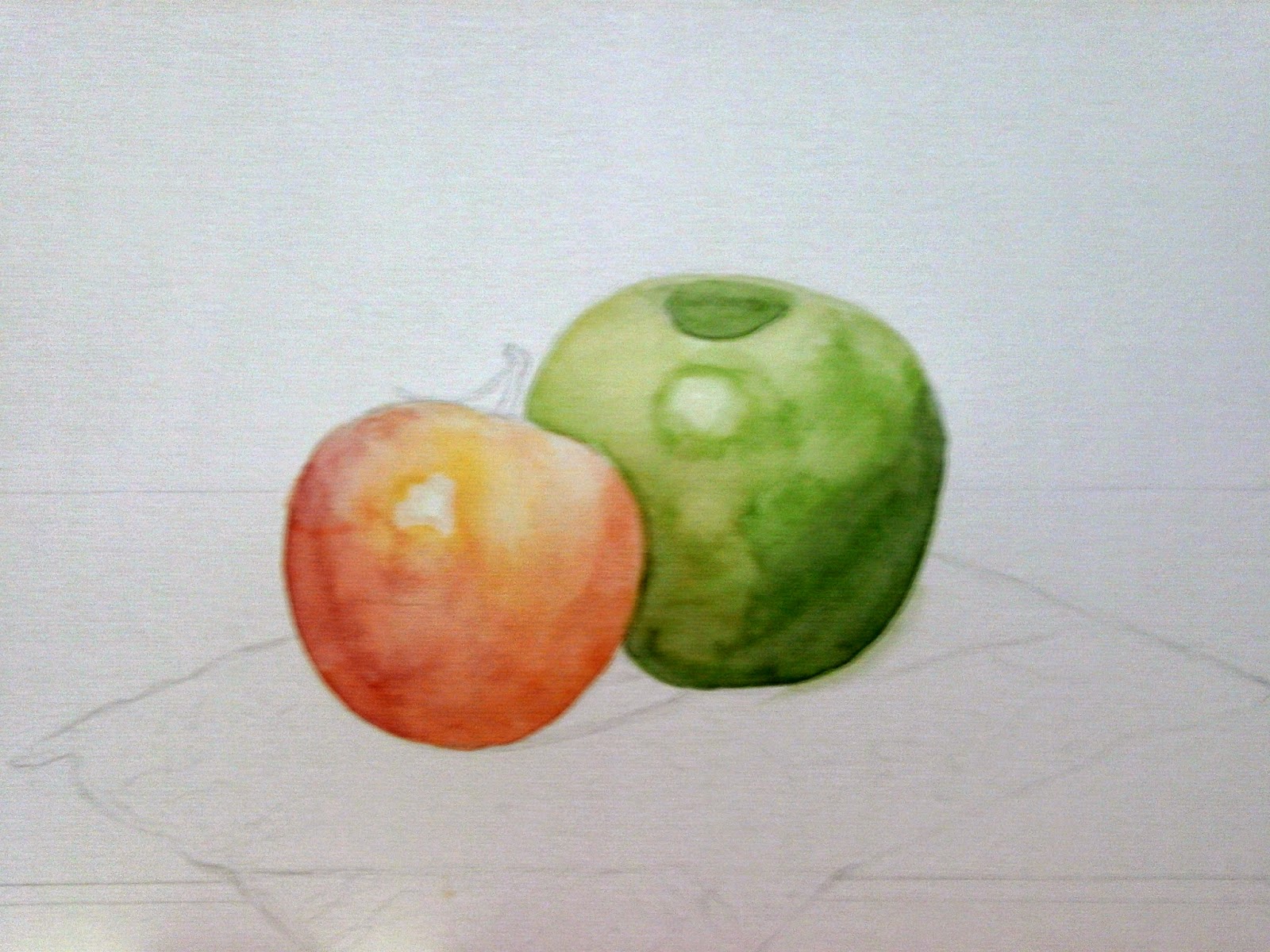 Этапы рисования яблока акварелью
