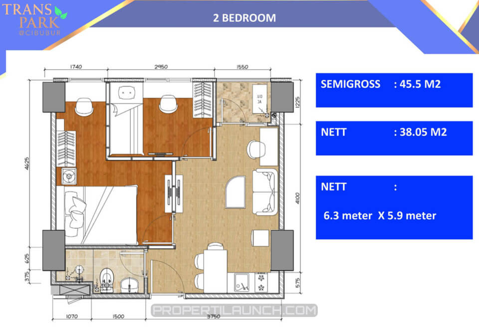 Apartemen Trans Park Cibubur tipe 2 bedroom