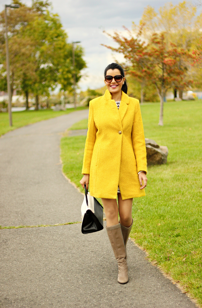 Yellow Coat, Bright Yellow Coat, Yellow Coat for winter, Yellow Wool Coat, Long yellow coat