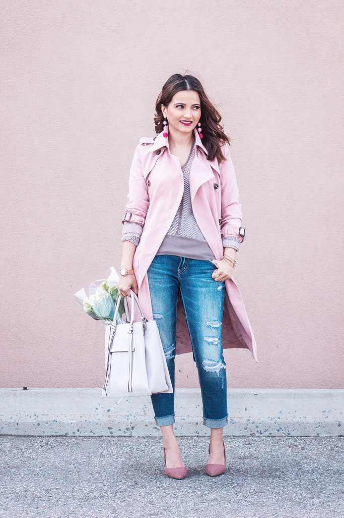 Pink Trenchcoat Monochrome Trend Blogger Outfit