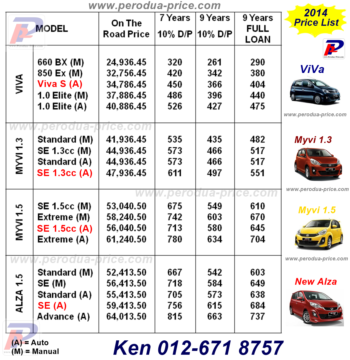Perodua Alza 2014- Call 012-671 8757: Perodua Price List 2014