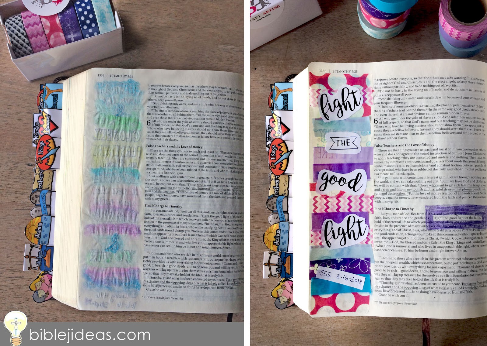Bible Journaling Ideas: How To Use Washi Tape to Cover Bleed-Thru