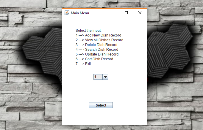 Java Project of restaurant dish menu System with File handling java IO ...