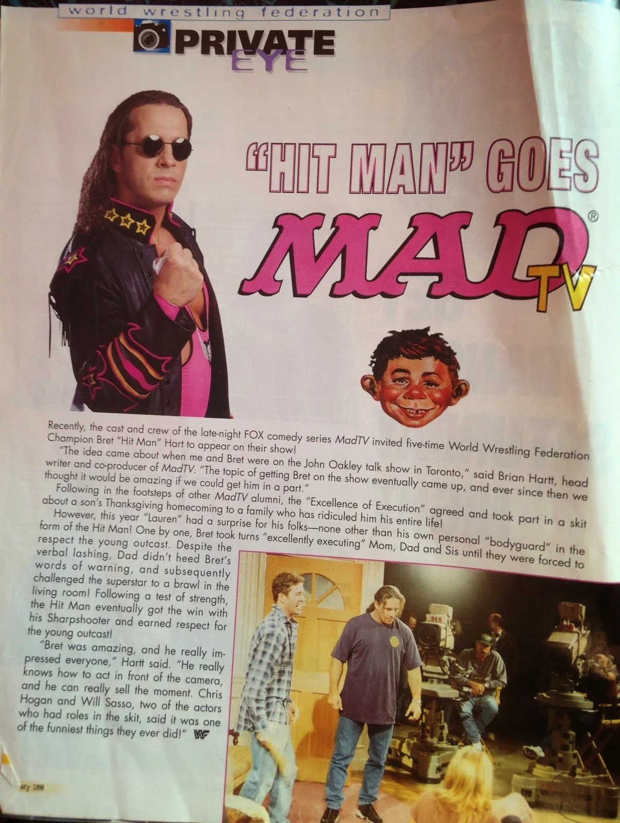 WWF MAGAZINE - JANUARY 1998 - Bret Hart on MadTV