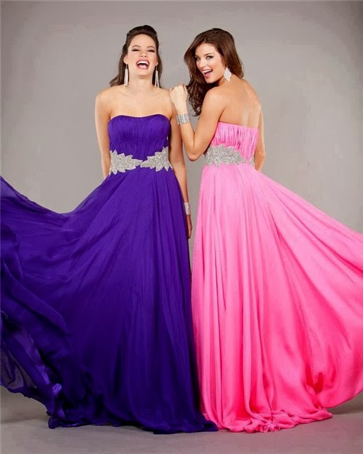 LilacFashion: Strapless Empire Waist Ruched at Bust Beaded Prom Dress