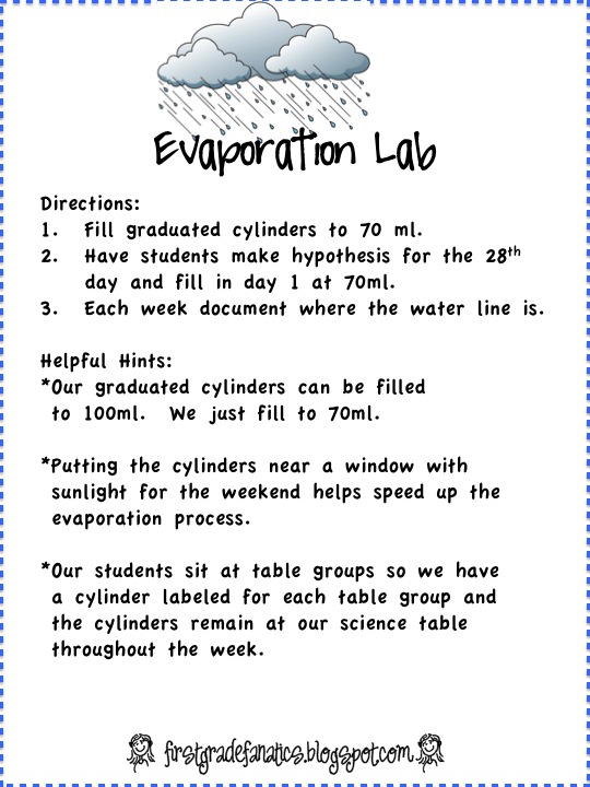 First Grade Fanatics Evaporation Lab