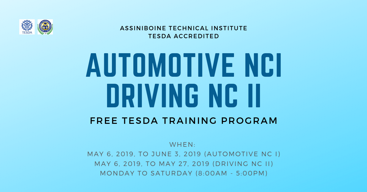 Driving NC II & Automotive NC I (TESDA TRAINING) Up Daily