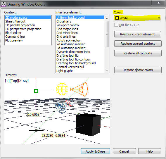 AutoCAD Change Background Black to White