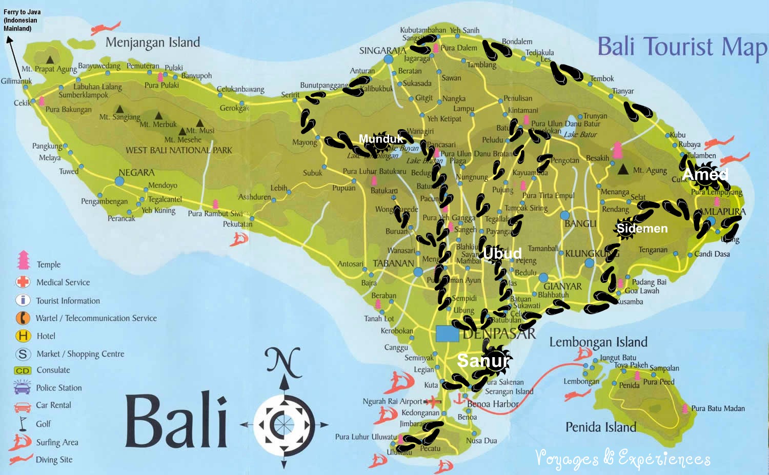 Voyages et Exp riences Bali  La carte  du Circuit et 