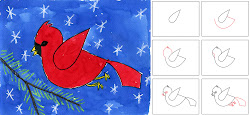 cardinal watercolor winter projects draw drawing simple bird cardinals project flying step painting birds christmas grade easy drawings paint children