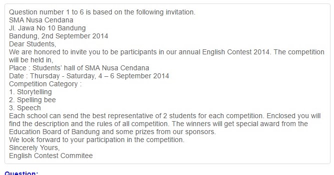 Contoh Soal Understanding a formal invitation - Materi Pendidikan Dasar