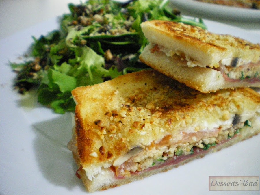 Sándwich de champis y avellanas