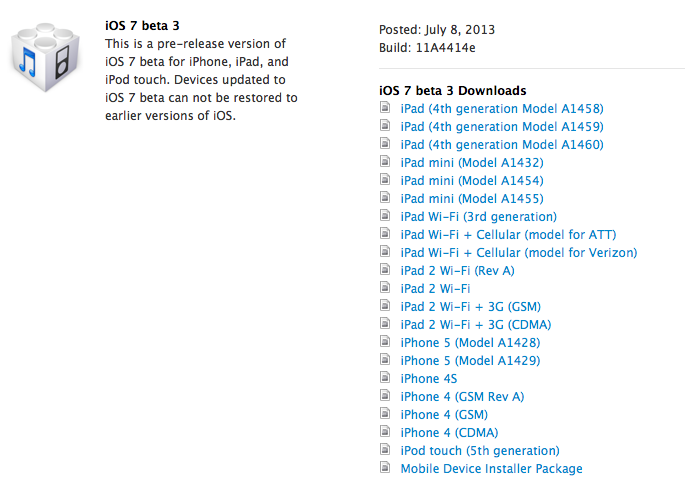iOS 7 Beta 3 Download