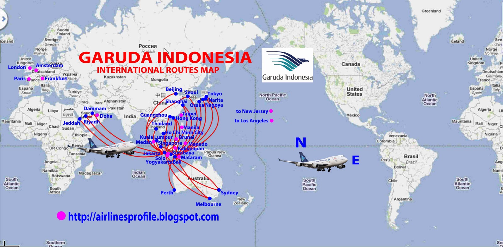 indonesian transport Garuda Indonesia Airlines routes map