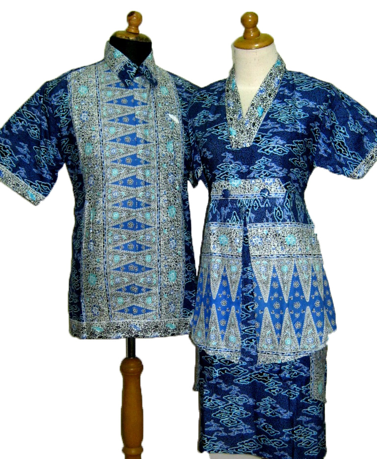  Baju Batik Sarimbit Modern BSE842 Biru Toko Batik Jogja 
