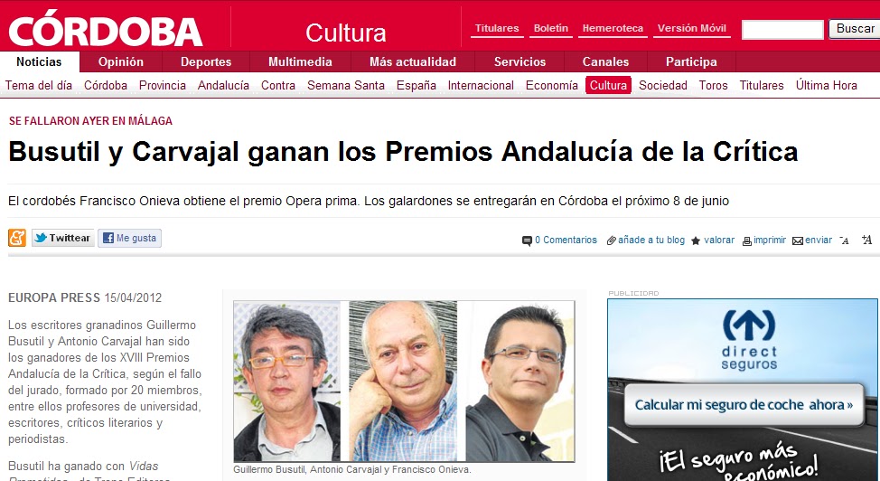 Los que miran el frío, de Francisco Onieva EL PREMIO ANDALUCÍA DE LA