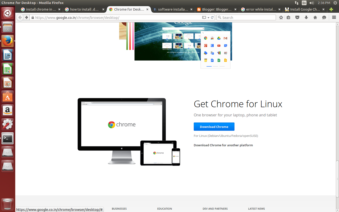buscar google chrome instalar ubuntu 14.04 terminal