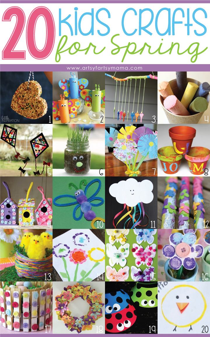20 Kids Crafts for Spring at artsyfartsymama.com #spring #kidscrafts #homeschool