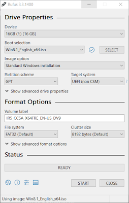 Rufus 3.3 - Windows 8.1 Boot Drive Creation