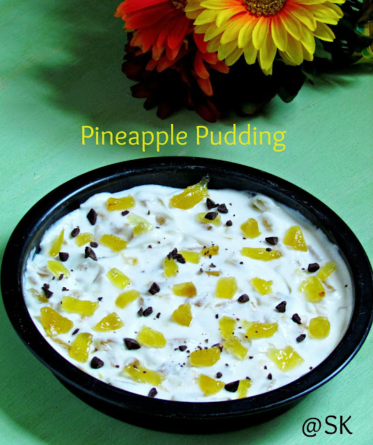 Savitha's Kitchen No Bake Eggless Pineapple (Marie Biscuit ) pudding