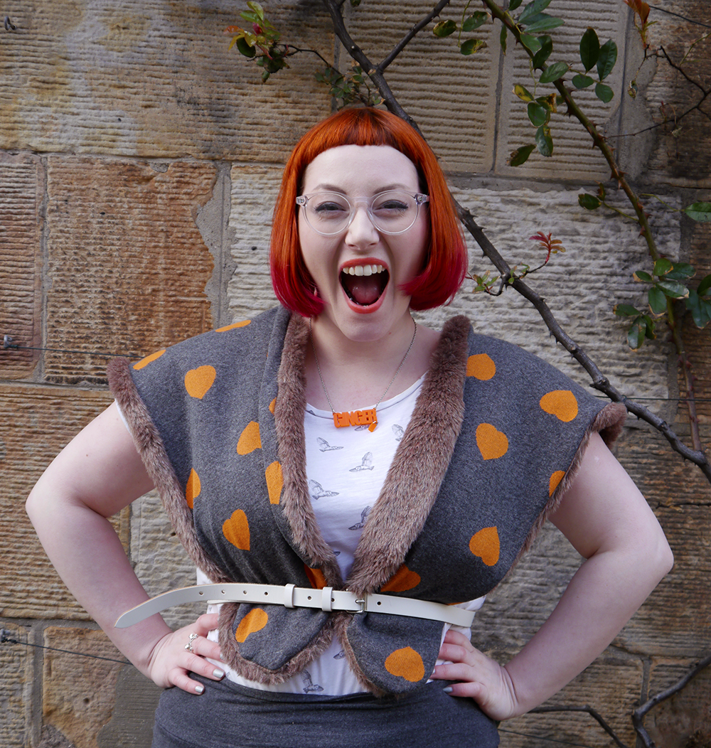 ChouChou Hood Style Styled by Helen, Scottish blogger, Scottish fashion blogger, red head, Chouchou, Chouchou Couture, fashion hood, hood scarf, kitty hood, kitty ears, faux fur, love heart print, pops of orange, bonnie bling, ginger, giner necklace, casual day look, casual everyday style, Edinburgh, Stockbridge Edinburgh, Edinburgh blogger, independent designer, #HOODGIRL