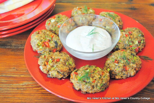 Baked Salmon Cakes with Dill Yogurt Sauce at Miz Helen's Country Cottage