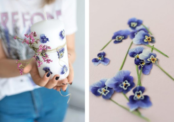 Diy Velas estampada con flores naturales