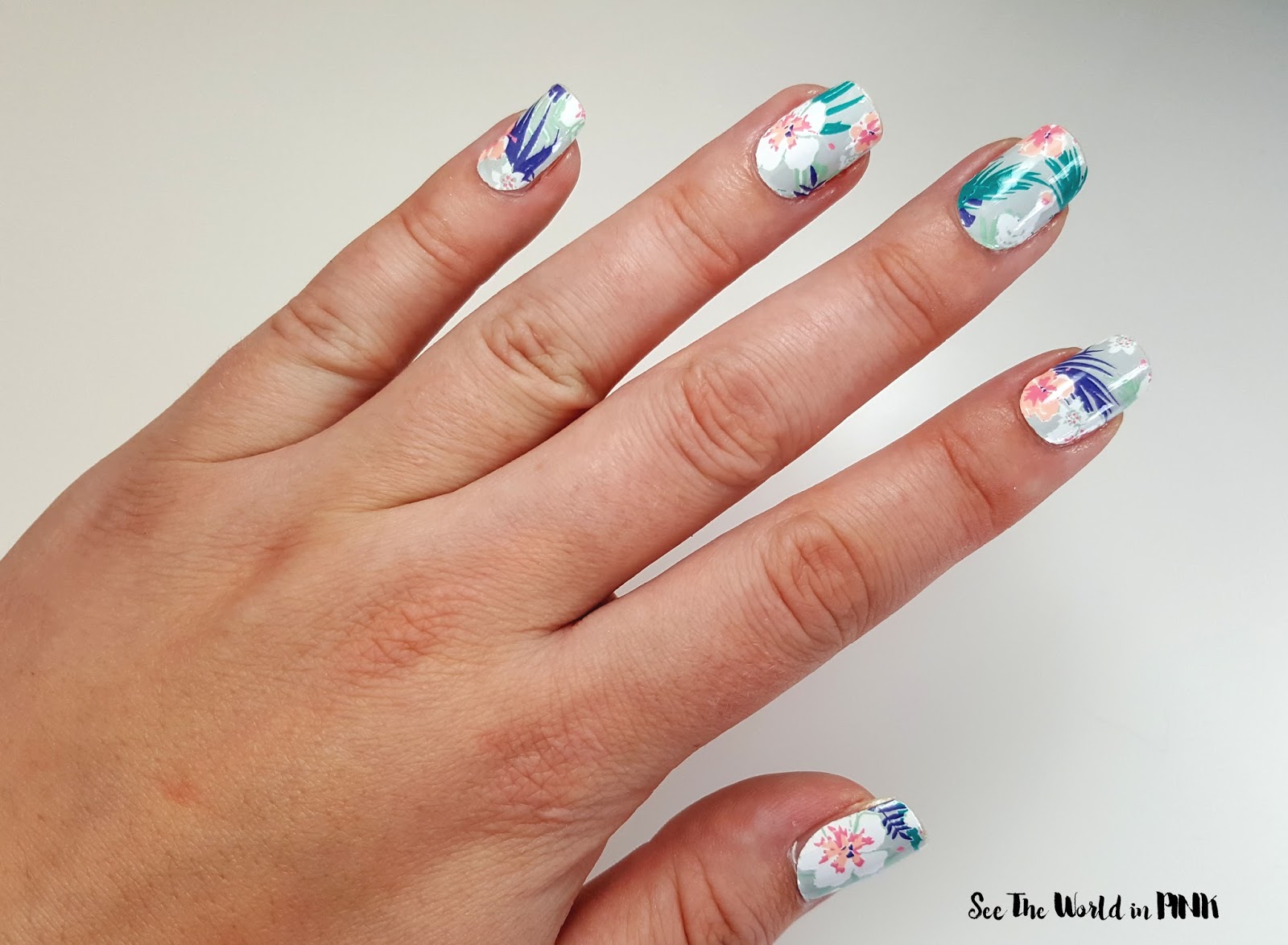 Manicure Tuesday - Scratch and NinaNailedIt Tropical Floral Wraps! 