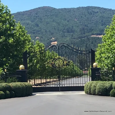 closed gate at Inglenook winery in Rutherford, California