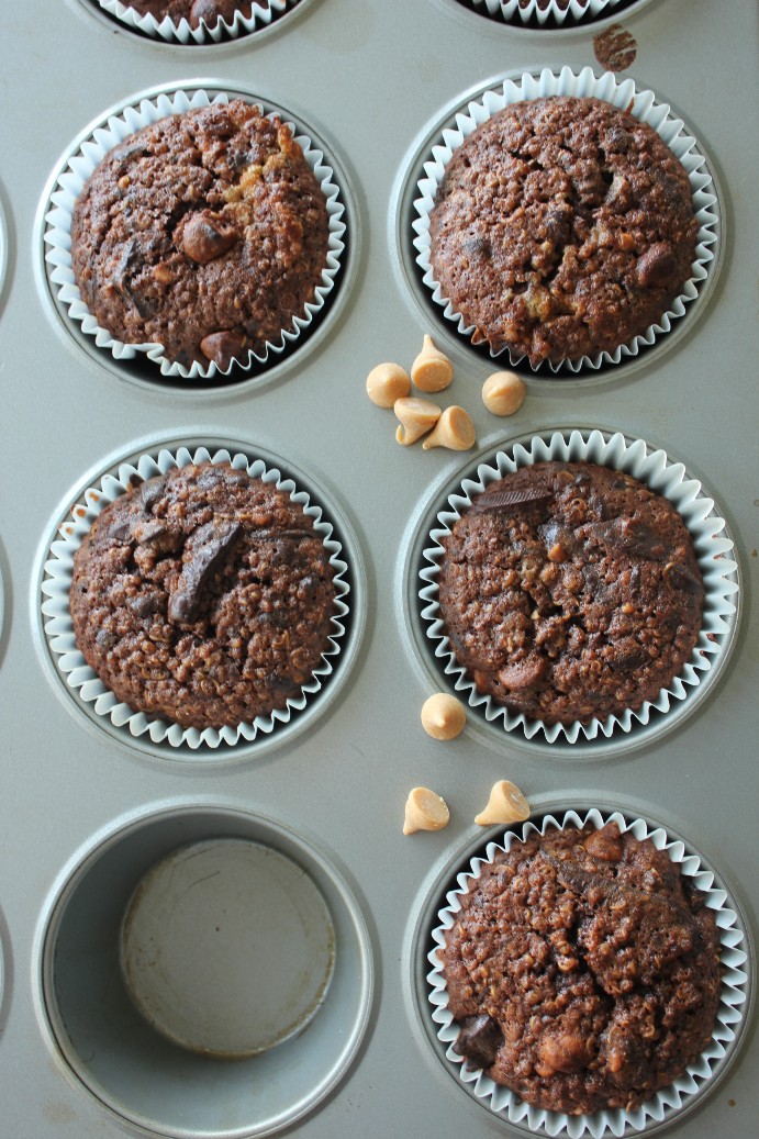 Rolling Pin Tales Quinoa Chocolate Peanut Butter Muffins