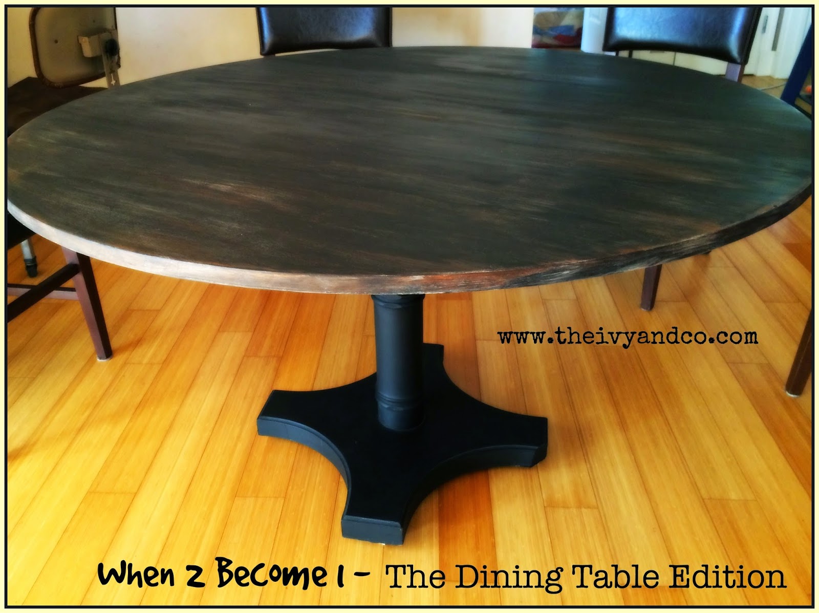 Black Chalk & Milk Paint Dining Table, Dream Table, Wood Dining Table, Table Conversion, Kauai Habitat for Humanity, Kauai Ross Dress for Less, Painting Your Kitchen Table