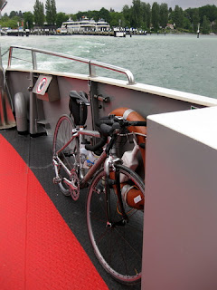 Bike tucked into place on the ferry from Konstanz to Meersburg, Germany