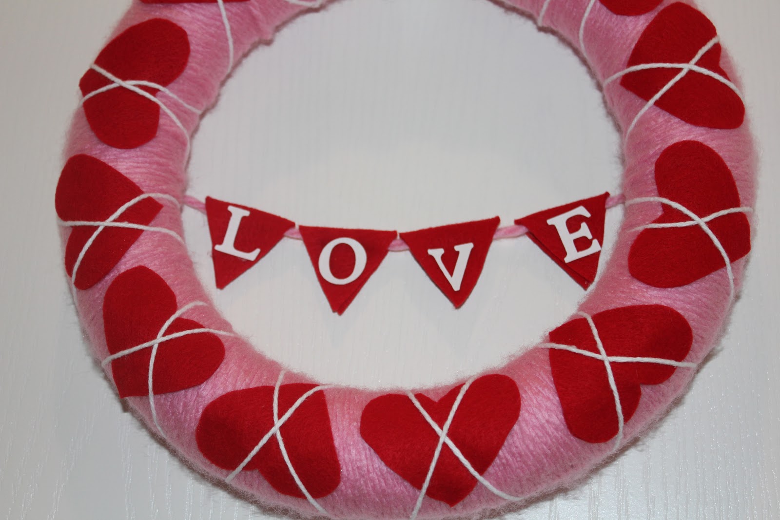 simply made with love Valentine's Day Yarn Wreath