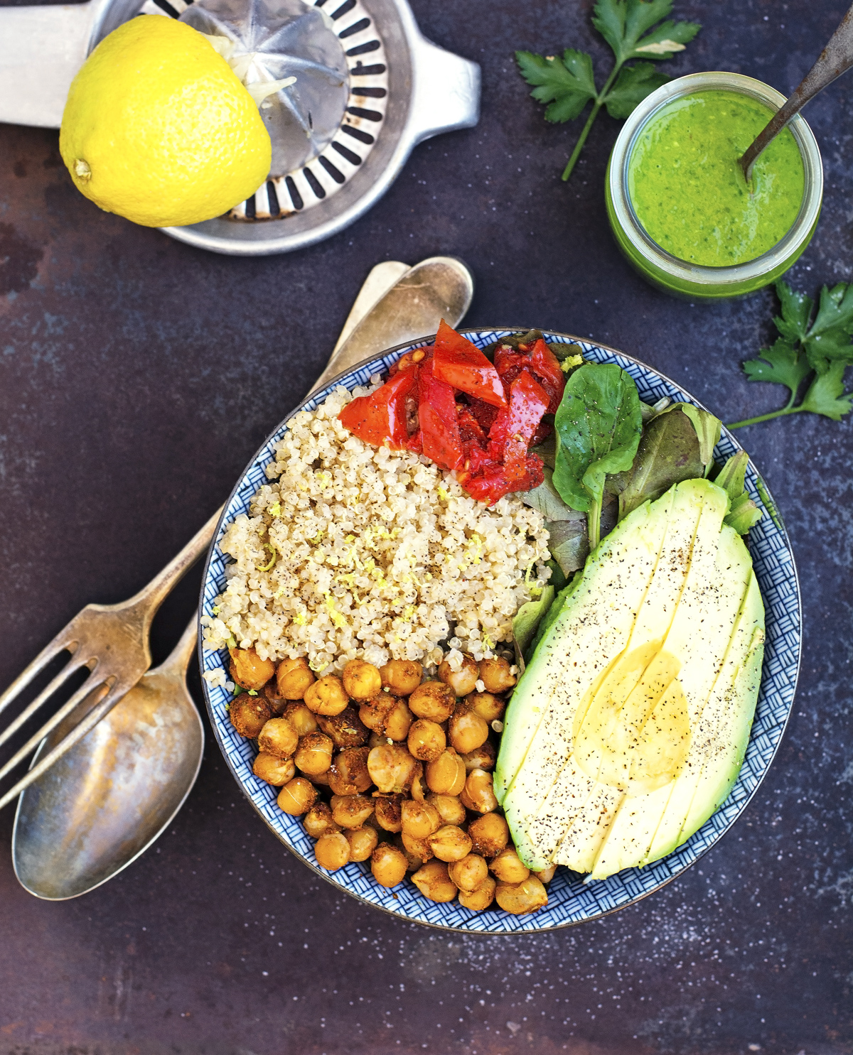 The Iron You (Vegan) Buddha Bowl with Lemon Parsley Dressing