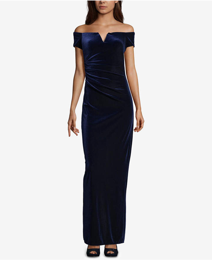 Xscape Velvet Off-The-Shoulder Gown