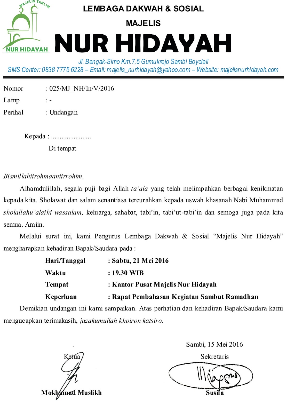 [contoh format surat undangan rapat] - 100 images - contoh 