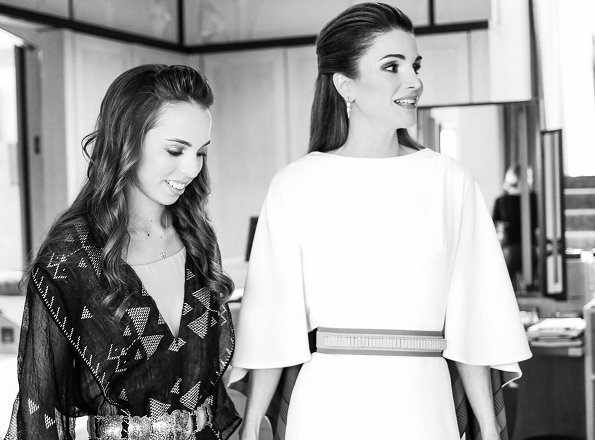 Queen Rania and her daughter Princess Salma attended the national celebrations held at Raghadan Palace