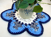 Toalhinha "Flor Branca-Azul"