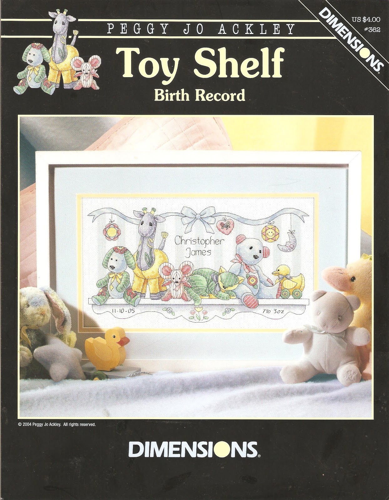 Cross Stitch Favorites Toy Shelf Birth Record