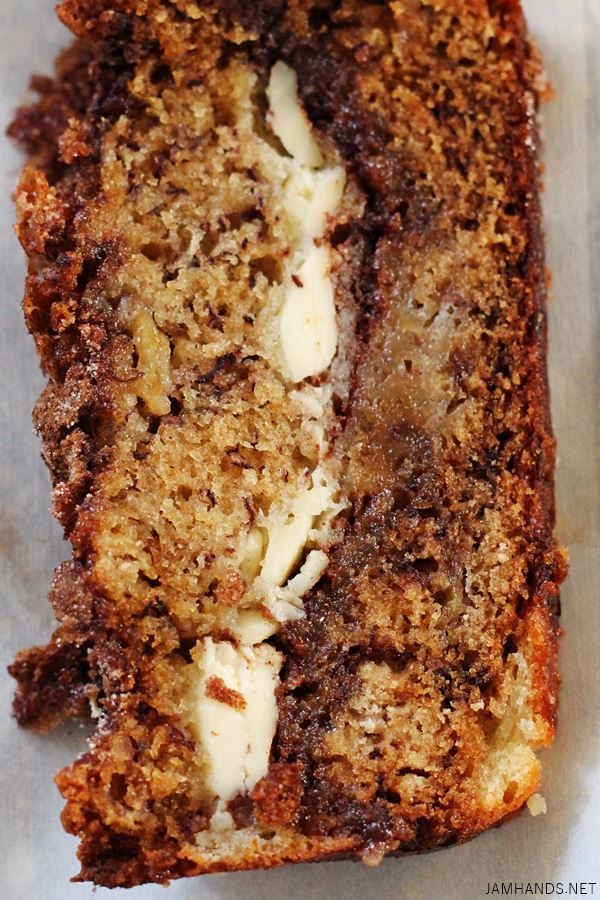 Jam Hands Cinnamon Swirl Cream Cheese Banana Bread