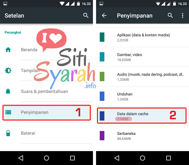 cara menghapus cache android