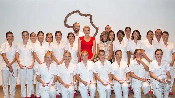 Princess Charlene presented the diplomas of nurses who have succesfully completed their end of year education (CHPG) at the Monique Le Du